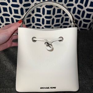 Michael Kors White Leather Handbag with detachable crossbody strap